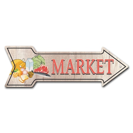 Signmission Market 2 Arrow Sign Funny Home Decor 36in Wide P-ARROW12-999753